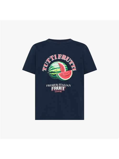 T-shirt in jersey di cotone con stampa blu navy/rosso SUN 68 | T36341//0710